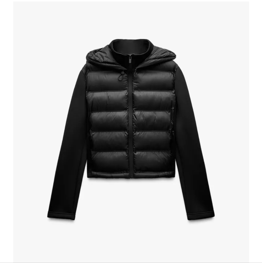 NWT Zara NEOPRENE EFFECT PUFFER JACKET Size XS